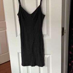 Shein Black Ribbed Strappy Bodycon Dress